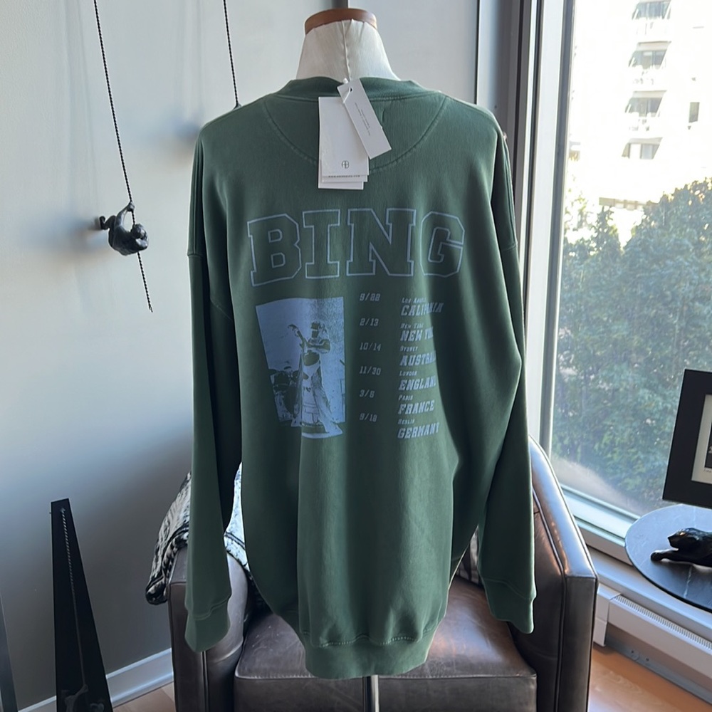 New ANINE BING Cody Printed Oversized French Terry Sweatshirt Size Medium - Picture 5 of 8